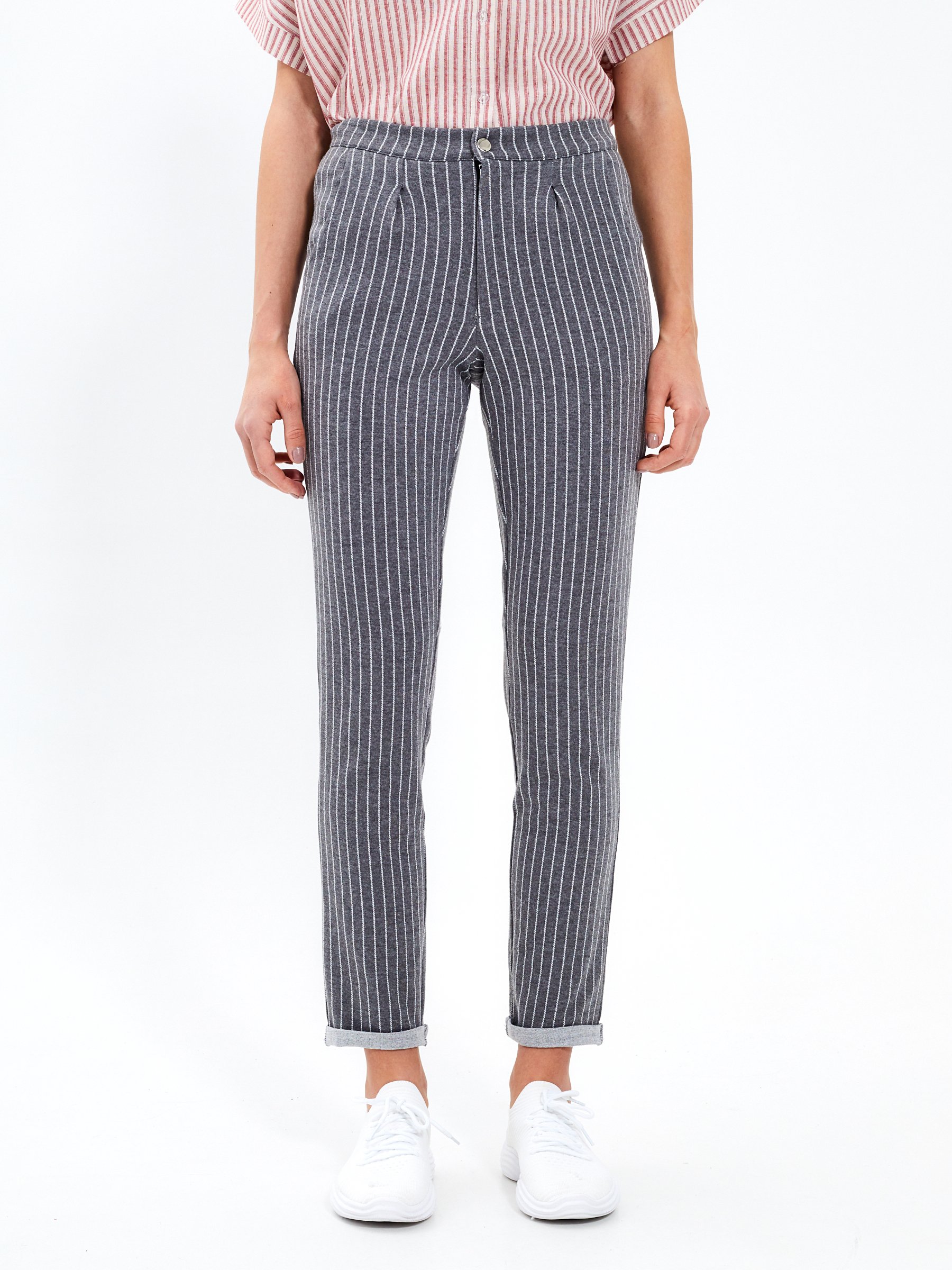 Girls Pants sz Small Black White Striped Drawstring Ruched Waist Straight  Leg | eBay
