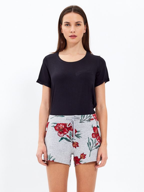 Floral print sweat shorts