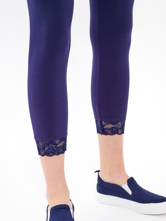3/4-leg leggings with lace