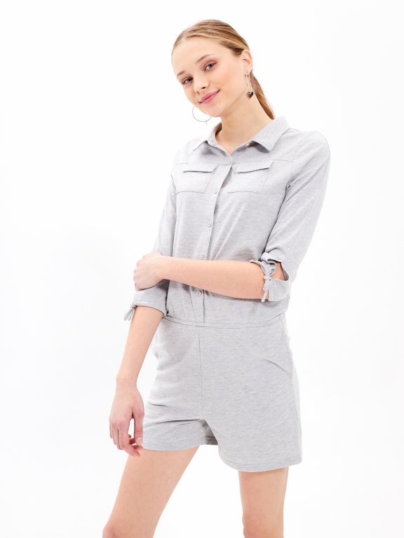 Short jumpsuit with chest pockets