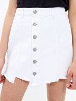 Button-up denim skirt