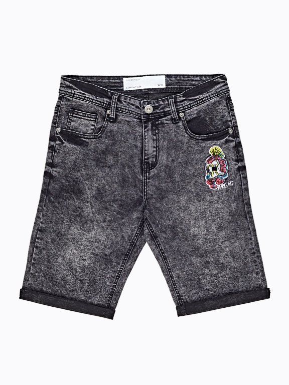 Denim shorts with patch