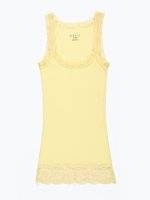 Basic rib-knit tank top with lace trim