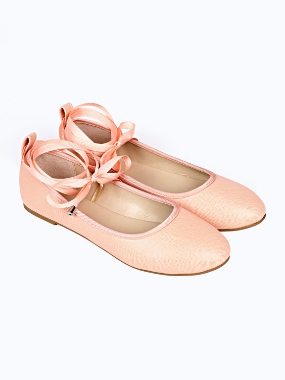 BASIC FAUX SUEDE LACE UP BALLERINAS
