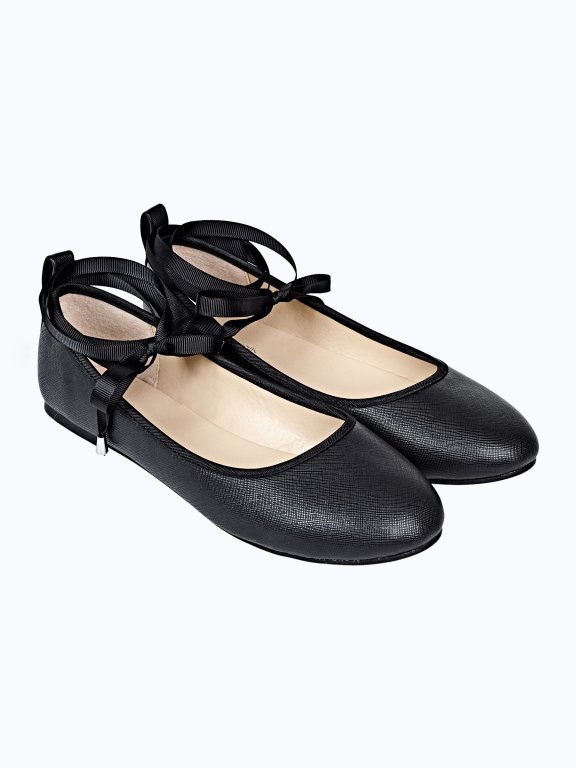 BASIC FAUX SUEDE LACE UP BALLERINAS