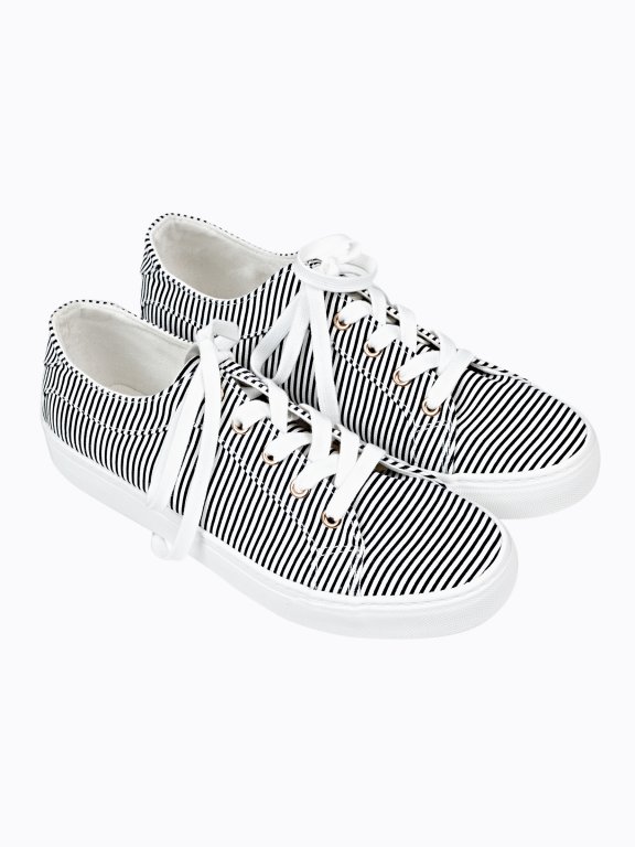 STRIPED LACE-UP SNEAKERS