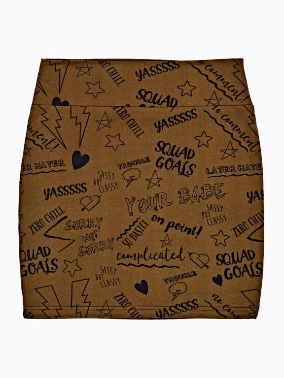 MINI SKIRT WITH MESSAGE PRINTS