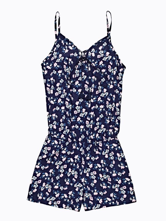Short floral print jumpsuit
