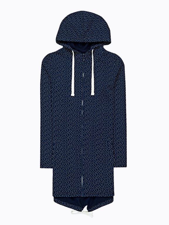 Polka-dot print longline hoodie