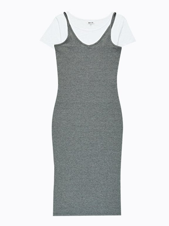 Ribbed strappy dress with t-shirt
