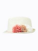 Fedora hat with pom poms