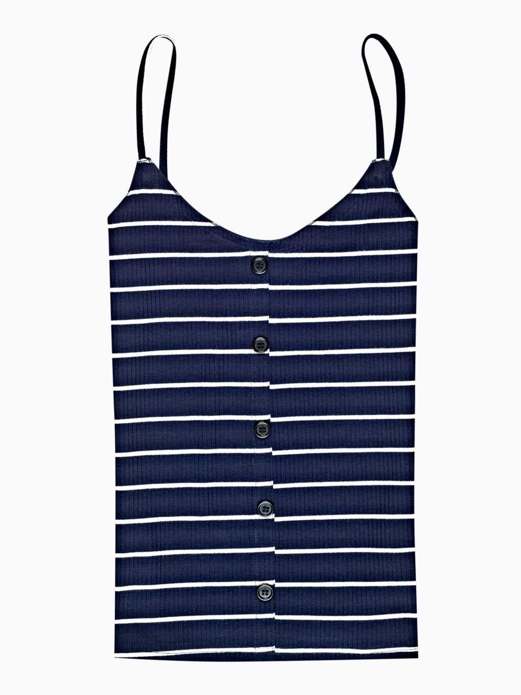 Striped tank with buttons