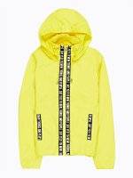 Hooded jacket with tape