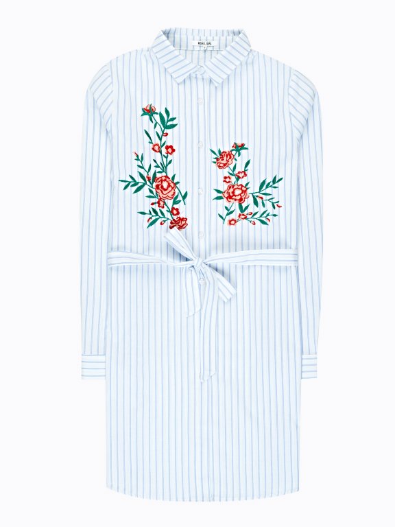 Longline striped shirt with embroidery