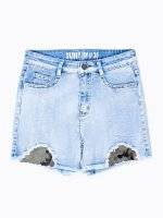 Denim shorts with sequins