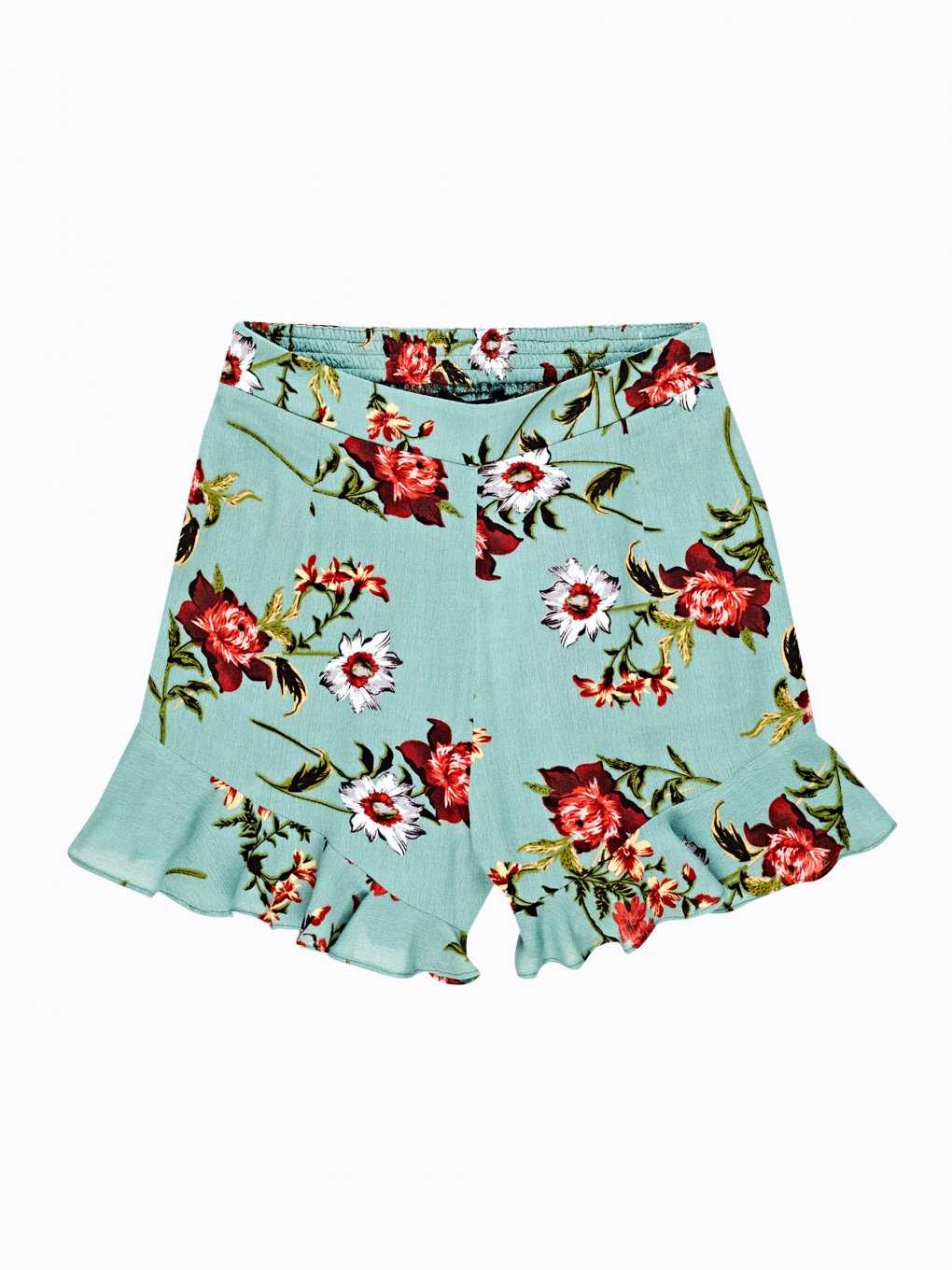 Floral print shorts with ruffle