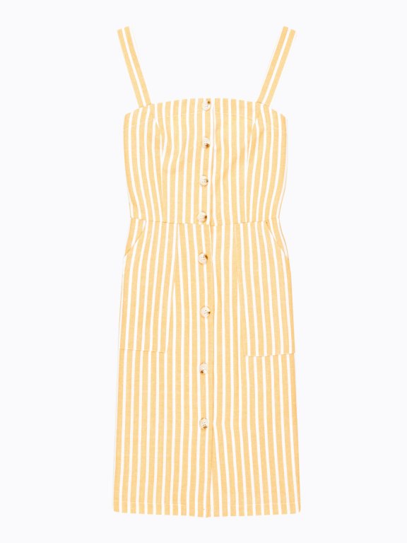 Striped button down midi dress