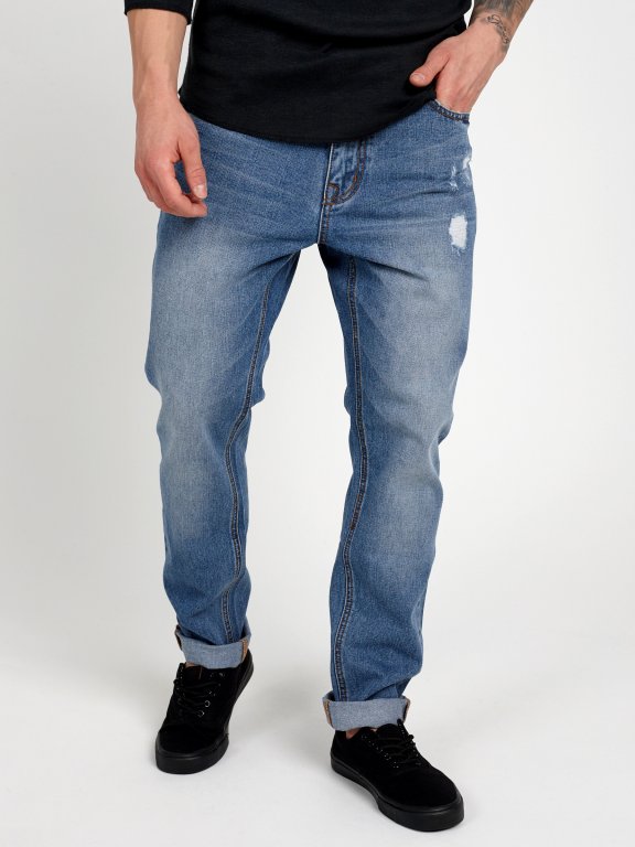 Tapered fit jeans in light blue wash