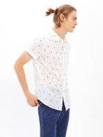 Cotton slim fit shirt with print