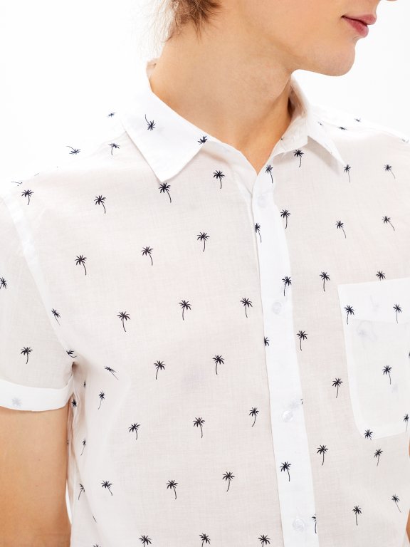 Cotton slim fit shirt with print