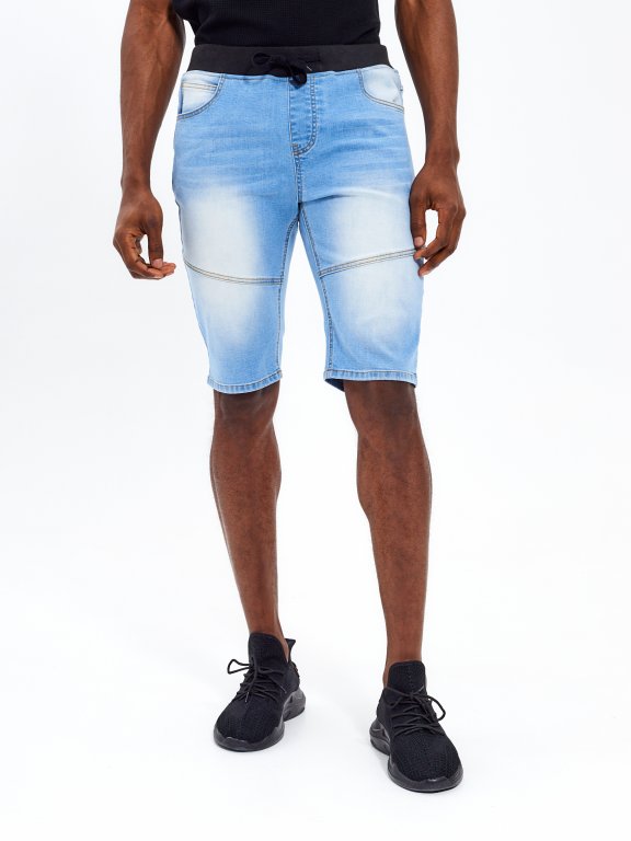 Denim shorts with elastic waistband