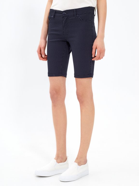 Polka dot print slim shorts