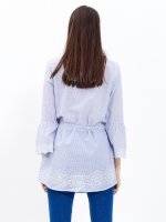 Longline striped blouse with embroidery