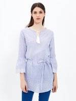 Longline striped blouse with embroidery