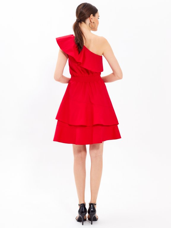 One-shouldler dress with ruffle
