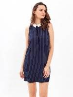 Striped dress with contrast collar