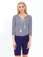 Striped top with front lacing