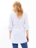 Longline striped shirt with embroidery
