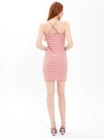 Bodycon striped zip-up dress