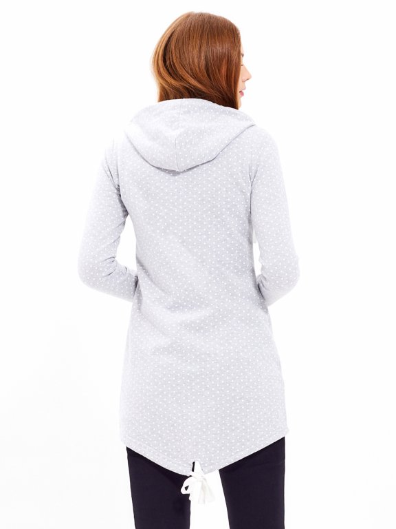 Polka-dot print longline hoodie