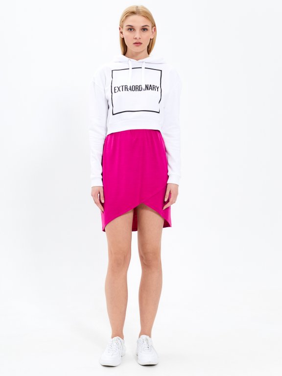 Mini skirt with asymmetric hem