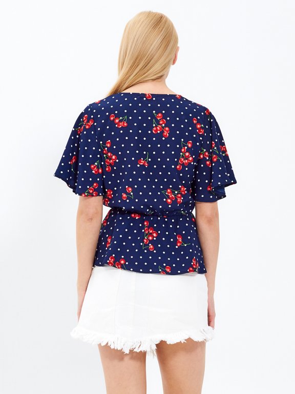 Peplum blouse with print
