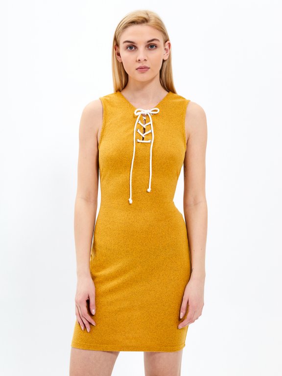 Bodycon dress with front lacing