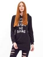 Longline hoodie with message print