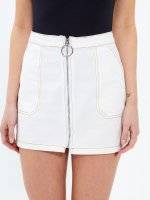 Zip-up mini skirt with contrast stitching