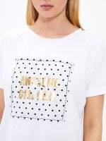 T-shirt with metallic message print