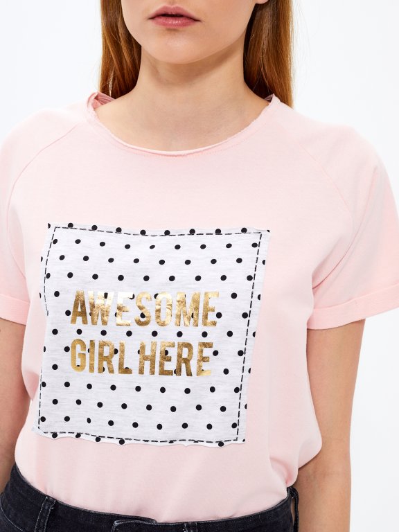 T-shirt with metallic message print