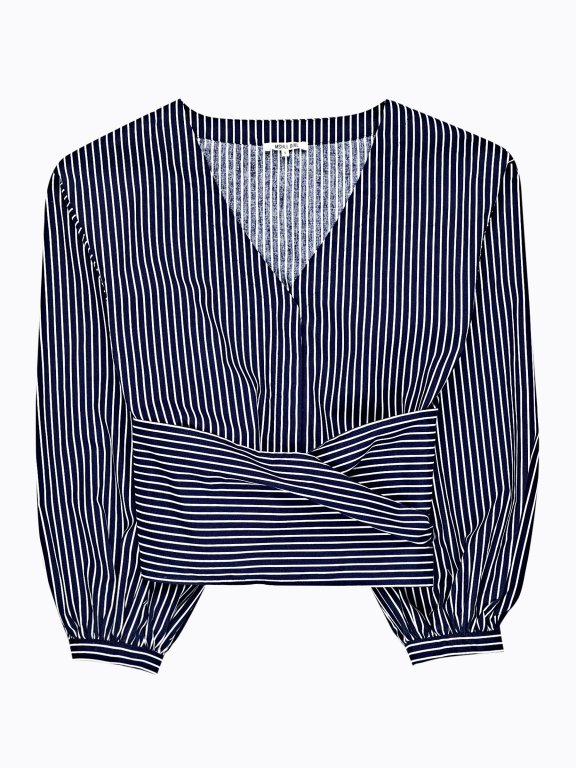 Striped crop wrap blouse
