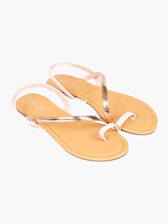 Sandals with metallic strap