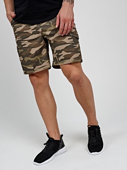 Camo print cargo shorts