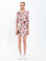 Floral print dress with front lacing
