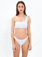 One-shoulder striped bikini top