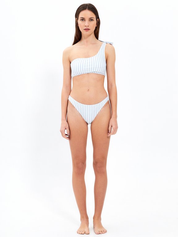 One-shoulder striped bikini top