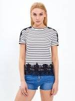 Striped top with crotchet details