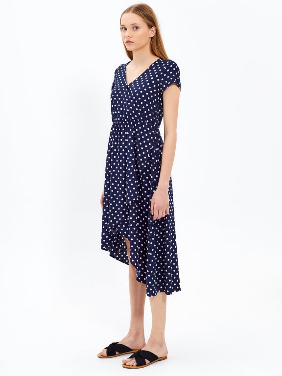 Polka dot print dress with ruffle