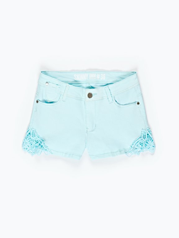 Stretch shorts with lace detail